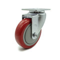 Service Caster 4 Inch Red Polyurethane Wheel Swivel Top Plate Caster SCC-20S414-PPUB-RED-TP2